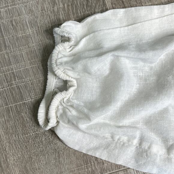 STILE BENETTON White Linen Blend Oversize Elbow Sleeve Blouse Women Size Medium - Picture 4 of 7